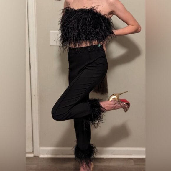 Black Anya Feathered Set Size Small - Picture 1 of 2
